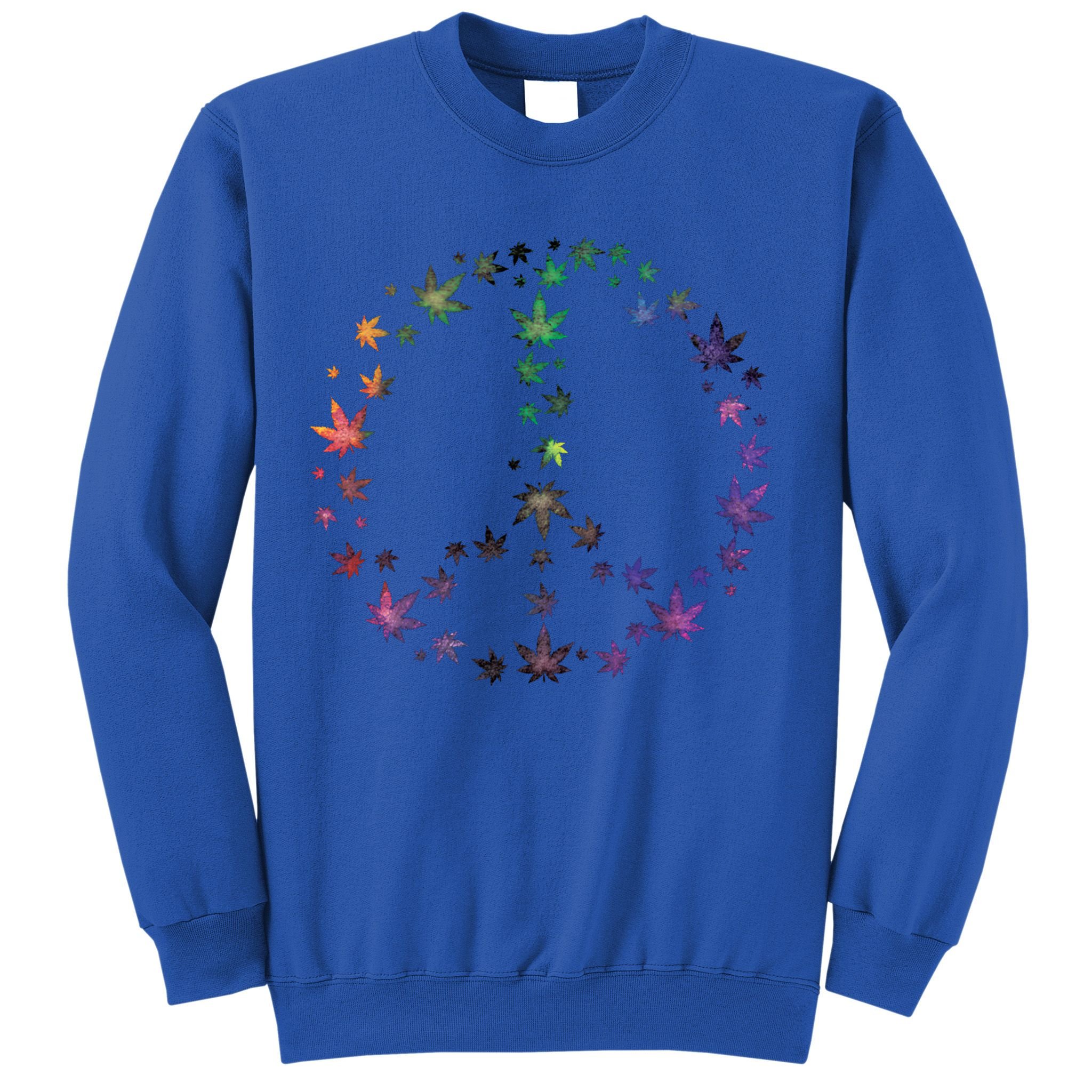 Peace Sign Weed Marijuana Leaves Watercolor Hippie Cannabis Gift Sweatshirt