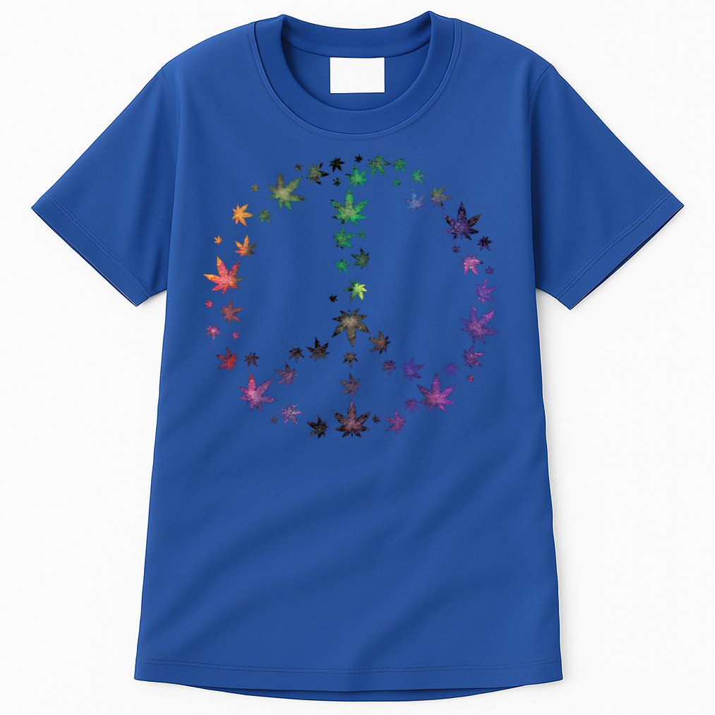 Peace Sign Weed Marijuana Leaves Watercolor Hippie Cannabis Gift Tall T-Shirt