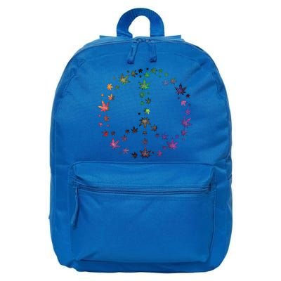 Peace Sign Weed Marijuana Leaves Watercolor Hippie Cannabis Gift 16 in Basic Backpack