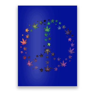 Peace Sign Weed Marijuana Leaves Watercolor Hippie Cannabis Gift Poster