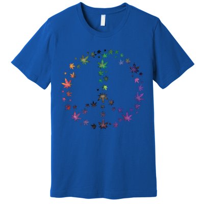 Peace Sign Weed Marijuana Leaves Watercolor Hippie Cannabis Gift Premium T-Shirt
