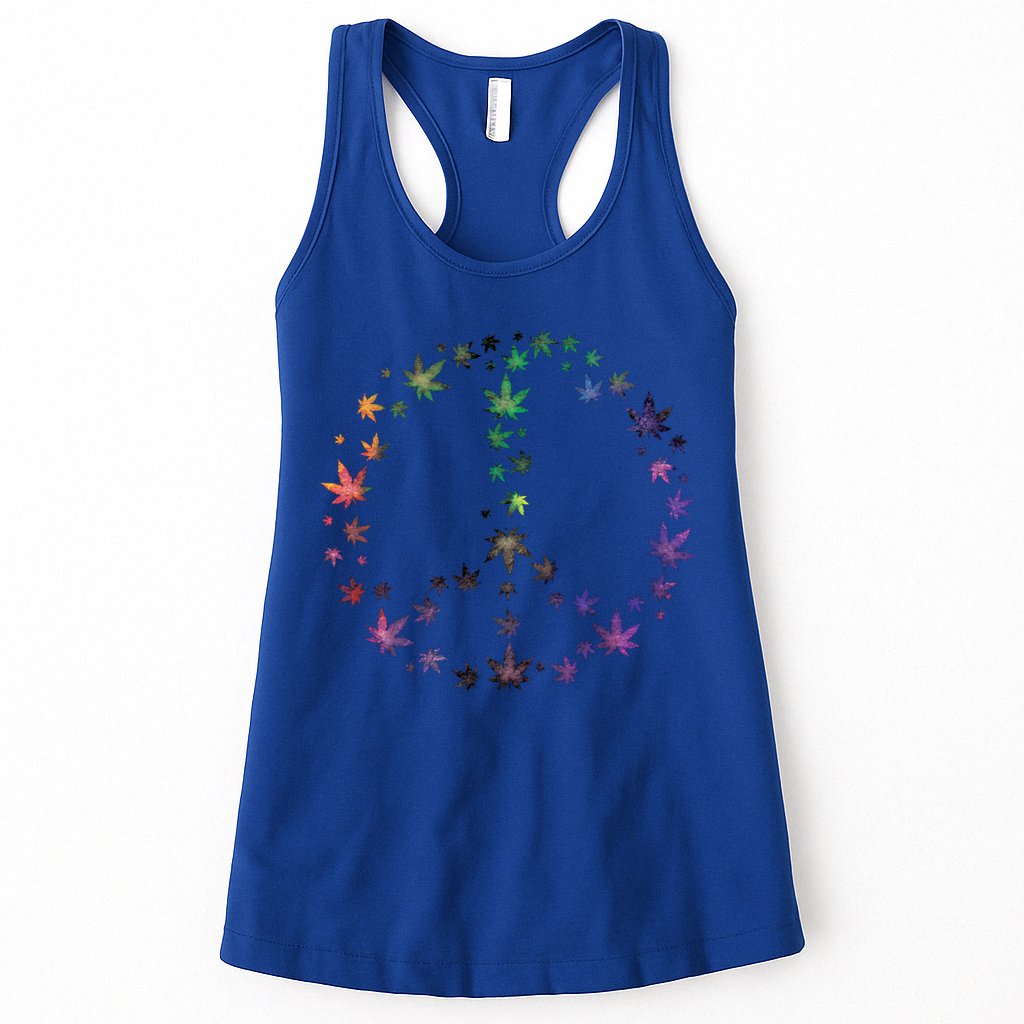 Peace Sign Weed Marijuana Leaves Watercolor Hippie Cannabis Gift Womens Tank Top