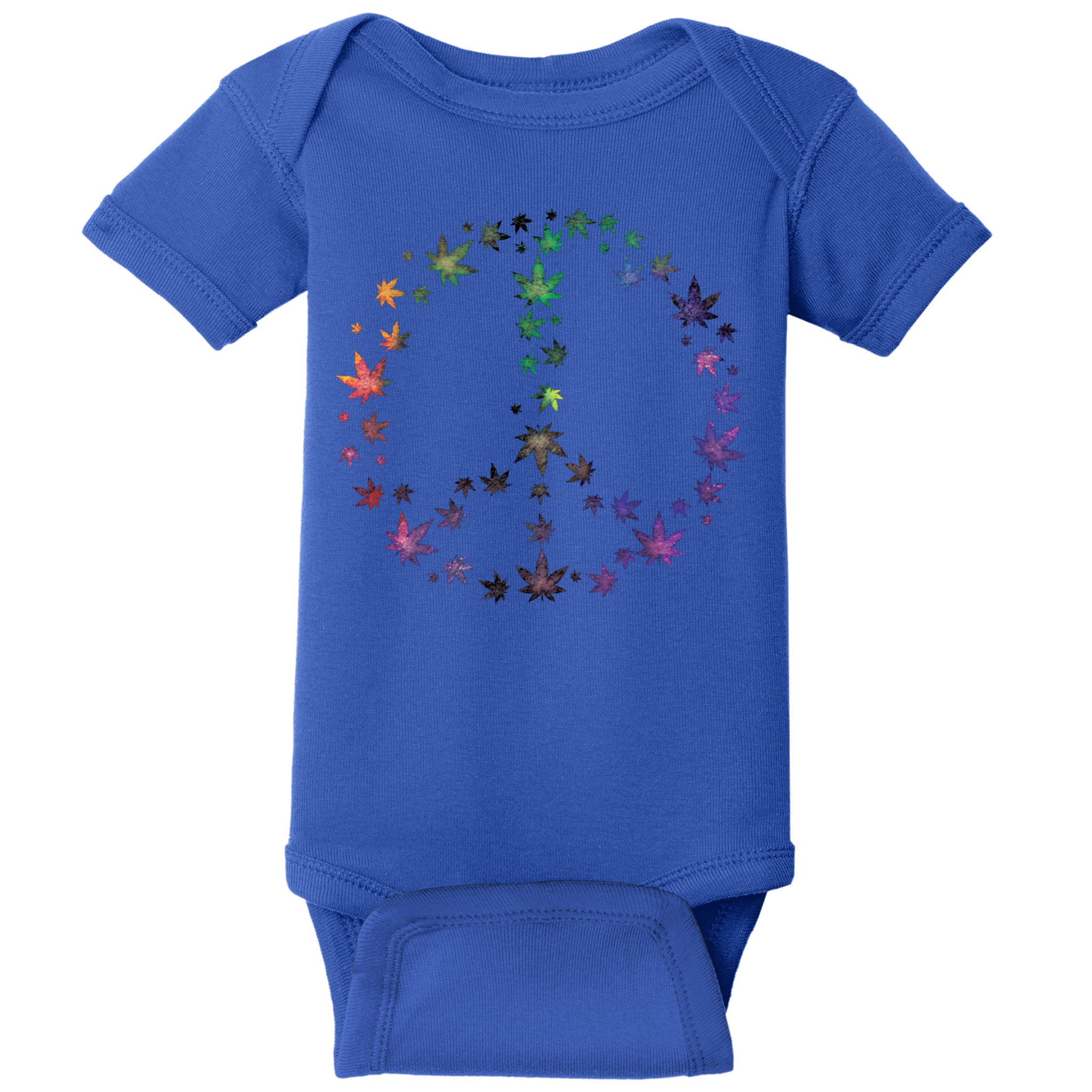 Peace Sign Weed Marijuana Leaves Watercolor Hippie Cannabis Gift Baby Bodysuit