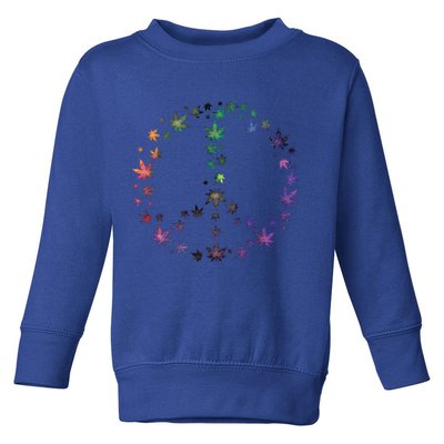 Peace Sign Weed Marijuana Leaves Watercolor Hippie Cannabis Gift Toddler Sweatshirt