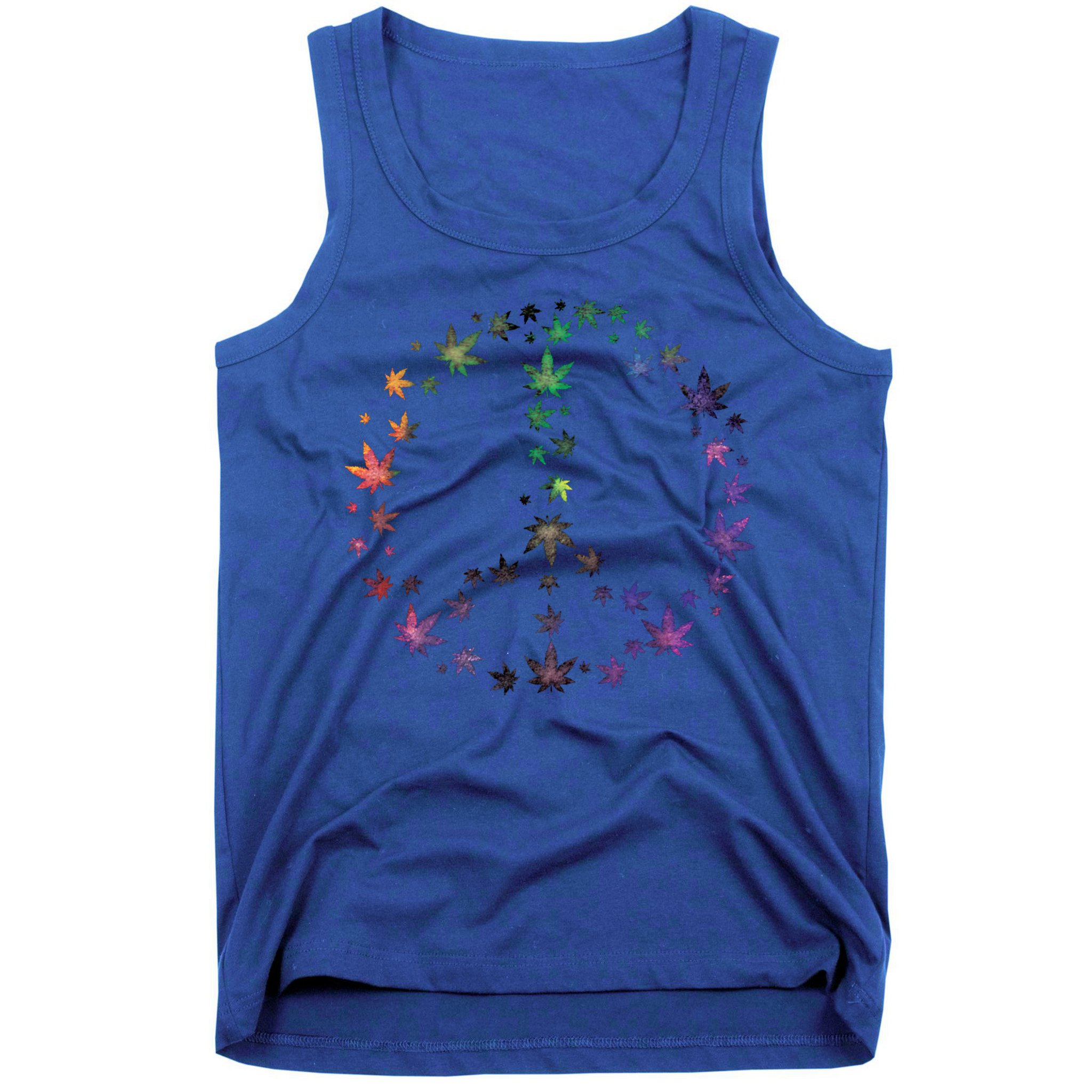 Peace Sign Weed Marijuana Leaves Watercolor Hippie Cannabis Gift Tank Top
