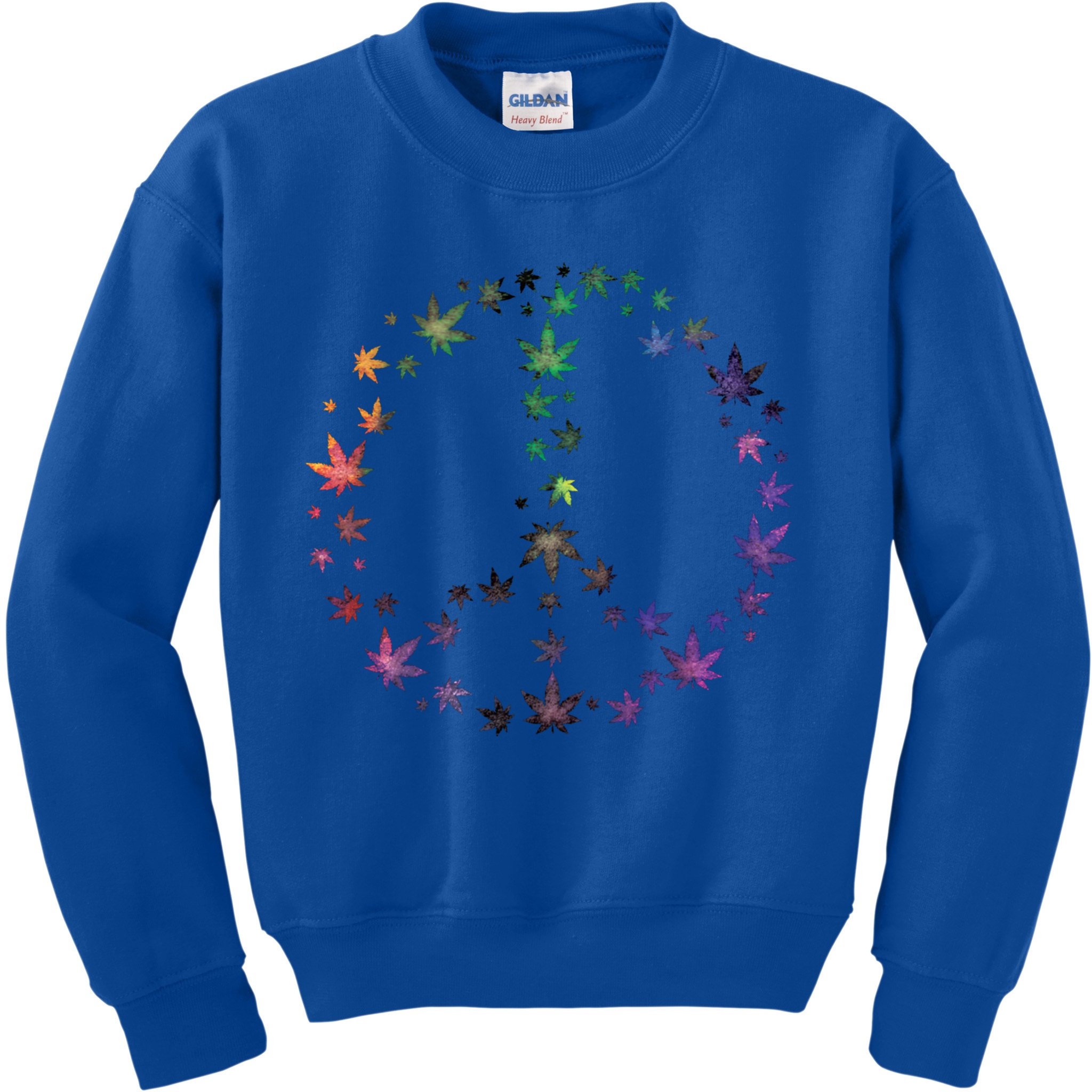 Peace Sign Weed Marijuana Leaves Watercolor Hippie Cannabis Gift Kids Sweatshirt