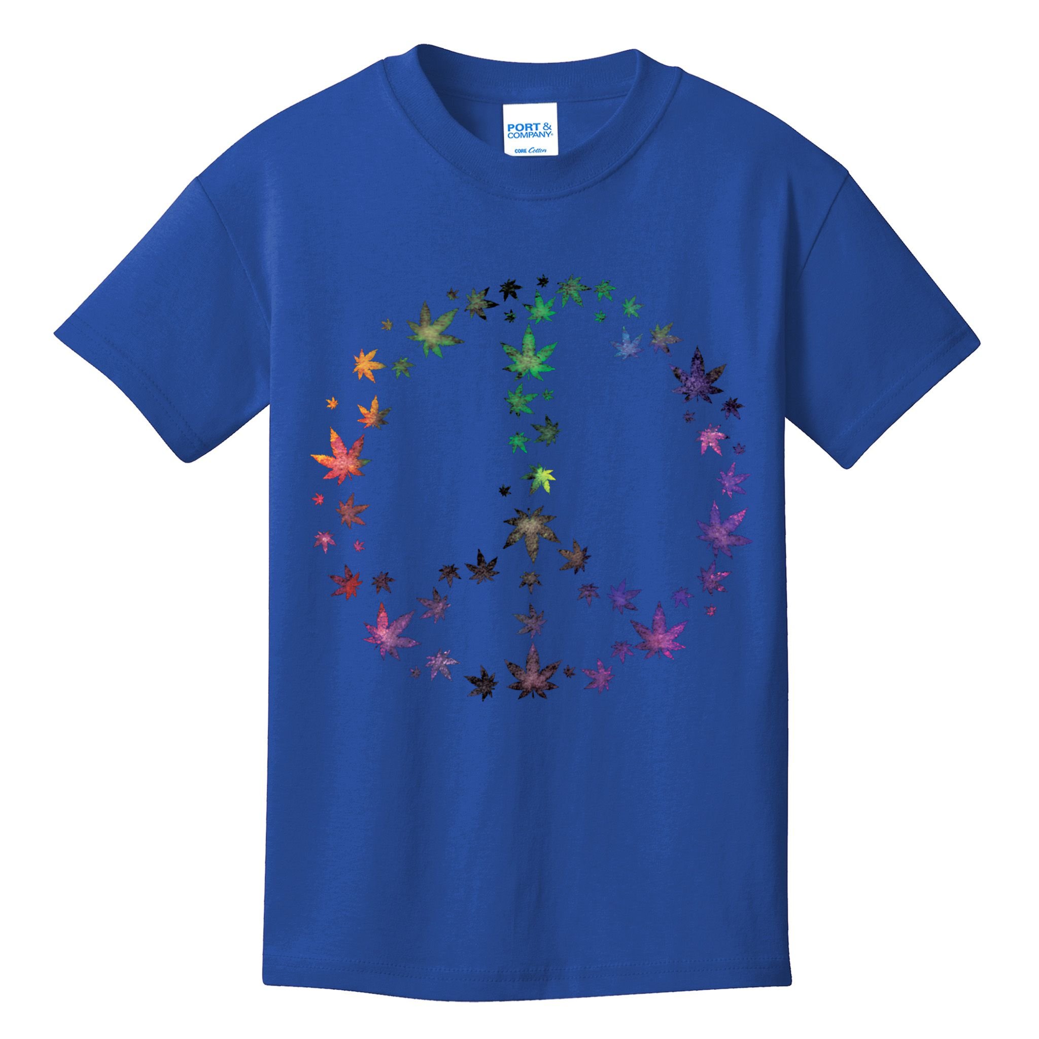 Peace Sign Weed Marijuana Leaves Watercolor Hippie Cannabis Gift Kids T-Shirt