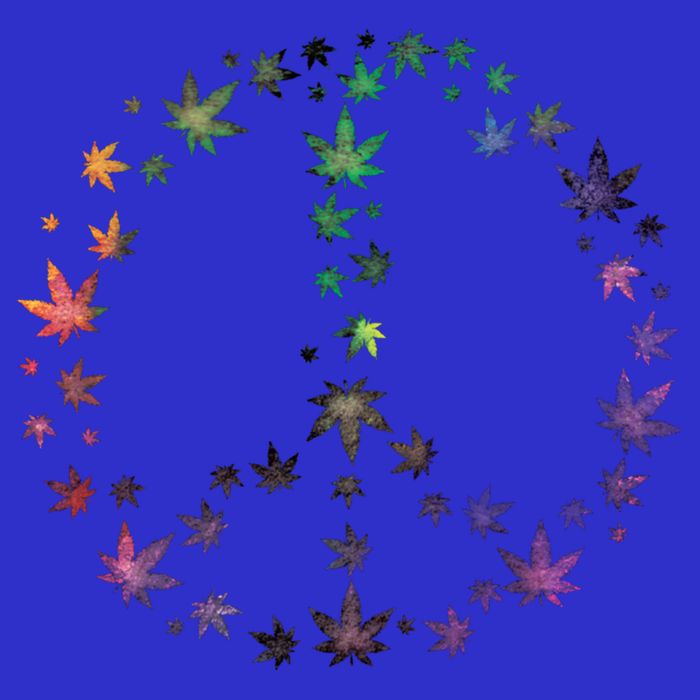 Peace Sign Weed Marijuana Leaves Watercolor Hippie Cannabis Gift Kids T-Shirt