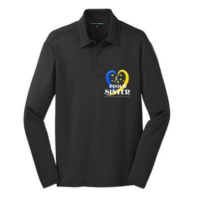 Proud Sister World Down Syndrome Awareness Day Gifts Silk Touch Performance Long Sleeve Polo