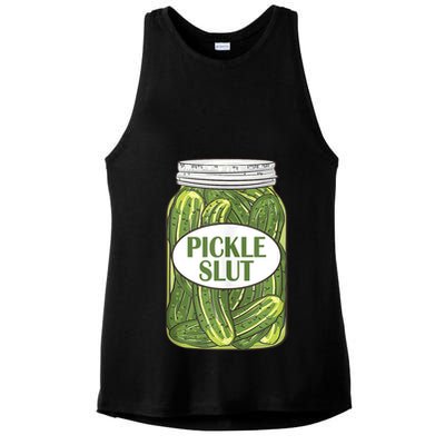 Pickle Slut Who Loves Pickles Apaprel Ladies PosiCharge Tri-Blend Wicking Tank