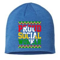 Proud Social Worker Black History Month Juneteenth Afro Gift Sustainable Beanie