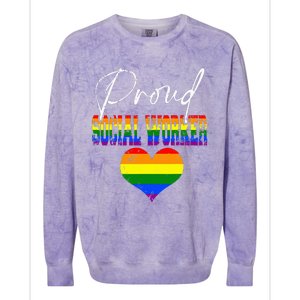 Proud Social Worker Pride LGBT Flag Matching Gay Lesbian Colorblast Crewneck Sweatshirt