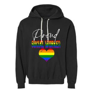 Proud Social Worker Pride LGBT Flag Matching Gay Lesbian Garment-Dyed Fleece Hoodie