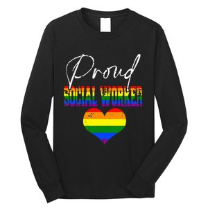 Proud Social Worker Pride LGBT Flag Matching Gay Lesbian Long Sleeve Shirt