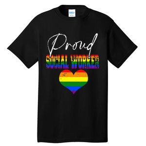 Proud Social Worker Pride LGBT Flag Matching Gay Lesbian Tall T-Shirt