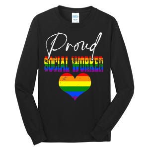 Proud Social Worker Pride LGBT Flag Matching Gay Lesbian Tall Long Sleeve T-Shirt