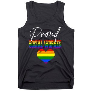 Proud Social Worker Pride LGBT Flag Matching Gay Lesbian Tank Top