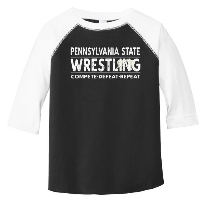 Pennsylvania State Wrestling Compete, Defeat, Repeat Toddler Fine Jersey T-Shirt