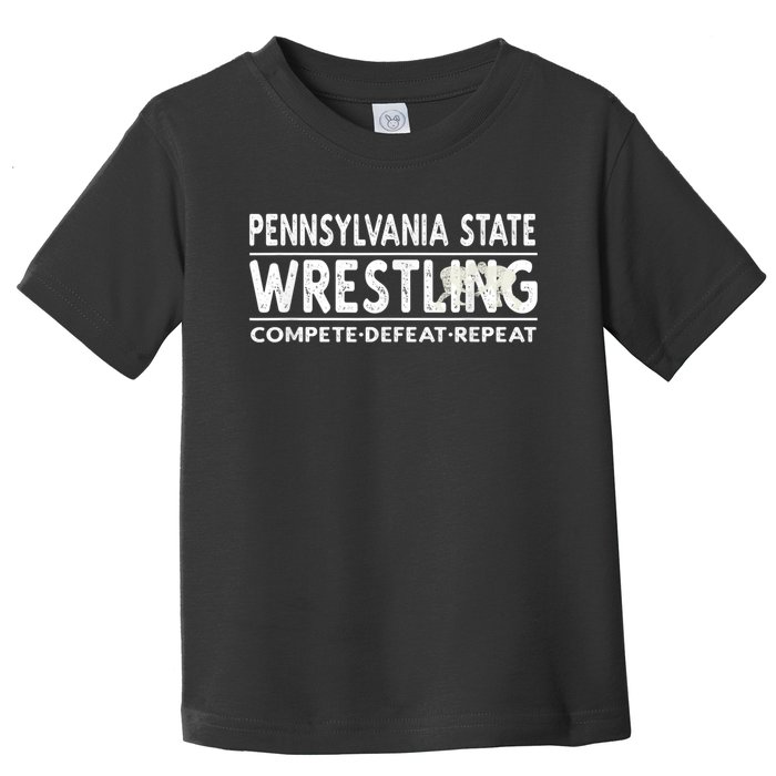 Pennsylvania State Wrestling Compete, Defeat, Repeat Toddler T-Shirt