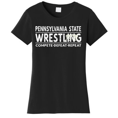 Pennsylvania State Wrestling Compete, Defeat, Repeat Women's T-Shirt