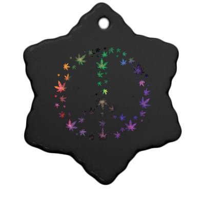 Peace Sign Weed Marijuana Leaves Watercolor Hippie Cannabis Meaningful Gift Ceramic Star Ornament