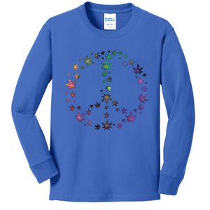 Peace Sign Weed Marijuana Leaves Watercolor Hippie Cannabis Meaningful Gift Kids Long Sleeve Shirt