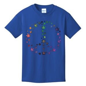 Peace Sign Weed Marijuana Leaves Watercolor Hippie Cannabis Meaningful Gift Kids T-Shirt