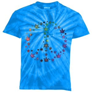 Peace Sign Weed Marijuana Leaves Watercolor Hippie Cannabis Meaningful Gift Kids Tie-Dye T-Shirt