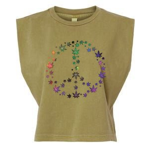 Peace Sign Weed Marijuana Leaves Watercolor Hippie Cannabis Meaningful Gift Garment-Dyed Women's Muscle Tee