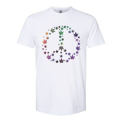 Peace Sign Weed Marijuana Leaves Watercolor Hippie Cannabis Meaningful Gift Softstyle® CVC T-Shirt