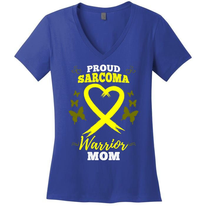 Proud Sarcoma Warrior Mom Sarcoma Awareness Bone Cancer Great Gift Women's V-Neck T-Shirt