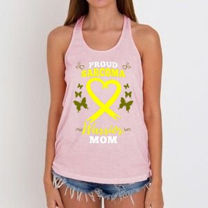 Proud Sarcoma Warrior Mom Sarcoma Awareness Bone Cancer Great Gift Women's Knotted Racerback Tank