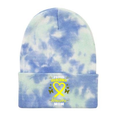 Proud Sarcoma Warrior Mom Sarcoma Awareness Bone Cancer Great Gift Tie Dye 12in Knit Beanie