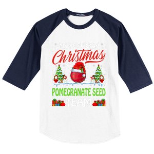 Pomegranate Seed Wearing Santa Hat Xmas Christmas Baseball Sleeve Shirt