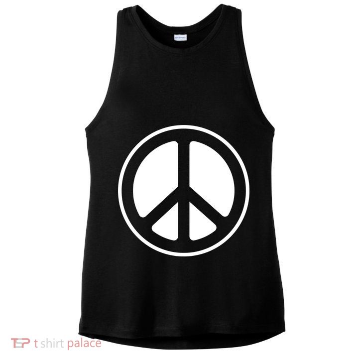 Peace Sign White Ladies PosiCharge Tri-Blend Wicking Tank