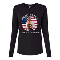 Patriotic Slogan With American Flag Background Womens Cotton Relaxed Long Sleeve T-Shirt