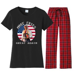 Patriotic Slogan With American Flag Background Women's Flannel Pajama Set