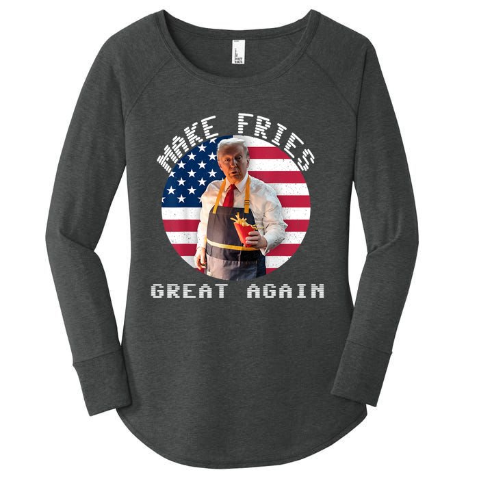 Patriotic Slogan With American Flag Background Women's Perfect Tri Tunic Long Sleeve Shirt