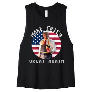 Patriotic Slogan With American Flag Background Women's Racerback Cropped Tank