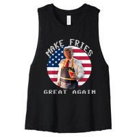 Patriotic Slogan With American Flag Background Women's Racerback Cropped Tank