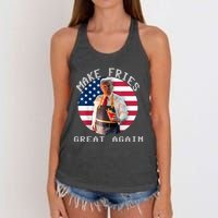 Patriotic Slogan With American Flag Background Women's Knotted Racerback Tank