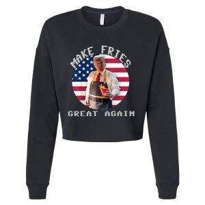 Patriotic Slogan With American Flag Background Cropped Pullover Crew