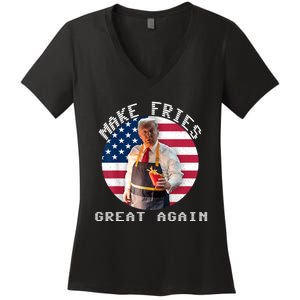 Patriotic Slogan With American Flag Background Women's V-Neck T-Shirt