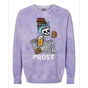 Prost Skeleton Women Bavarian Octoberfest German Oktoberfest Colorblast Crewneck Sweatshirt