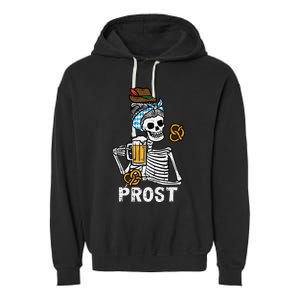 Prost Skeleton Women Bavarian Octoberfest German Oktoberfest Garment-Dyed Fleece Hoodie