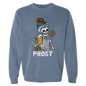 Prost Skeleton Women Bavarian Octoberfest German Oktoberfest Garment-Dyed Sweatshirt