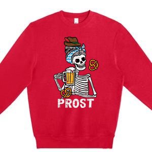 Prost Skeleton Women Bavarian Octoberfest German Oktoberfest Premium Crewneck Sweatshirt