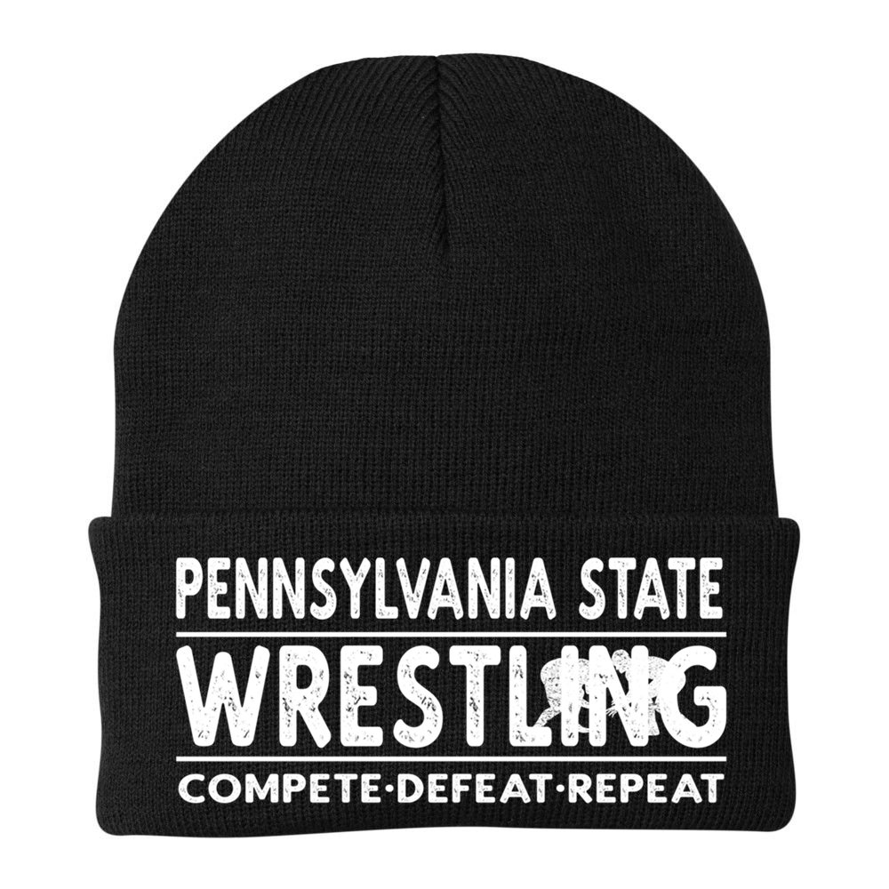 Pennsylvania State Wrestling Compete Defeat Repeat Gift Beanie