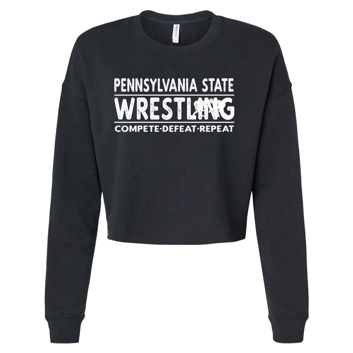 Pennsylvania State Wrestling Compete Defeat Repeat Gift Cropped Pullover Crew