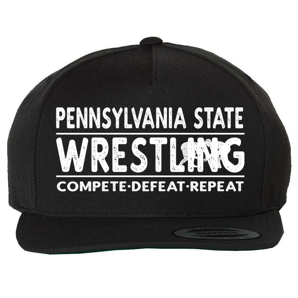 Pennsylvania State Wrestling Compete Defeat Repeat Gift Wool Snapback Cap